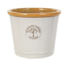 Woodlodge 40cm Yellow Rim Heritage Glazed Pot